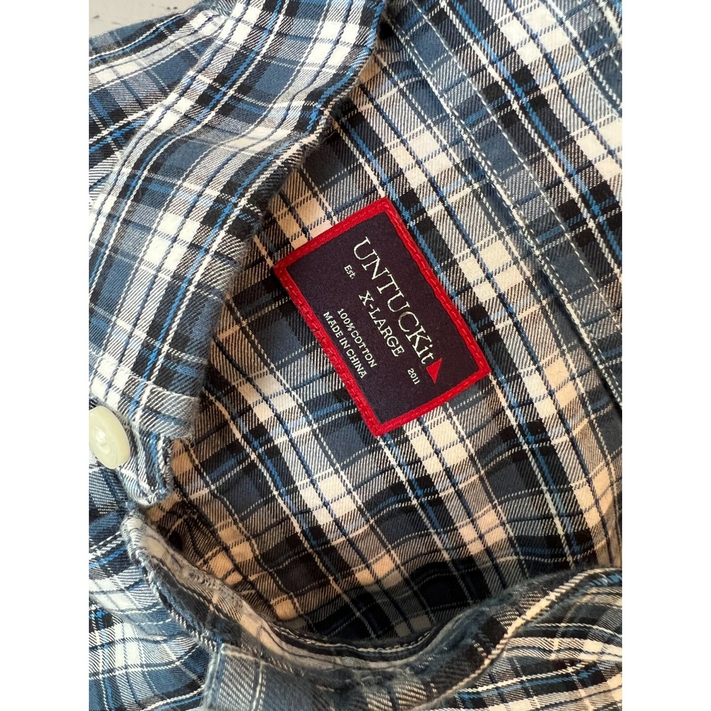 Untuckit Domier Shirt Button Front Long‎ Sleeve size XL Extra Large Plaid USA